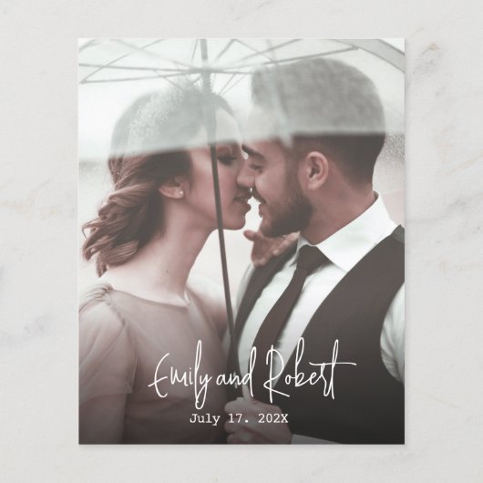 Budget Einfaches Minimalistisches Foto Hochzeit Vi Flyer (Hinten)