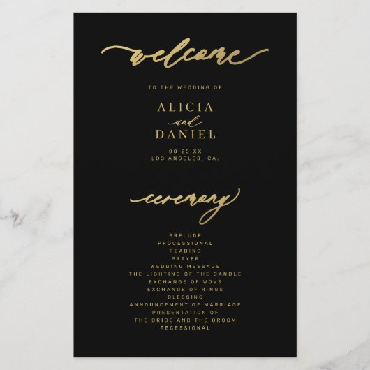 Budget einfaches Skript Gold schwarze Hochzeit Pro Flyer (Vorne)