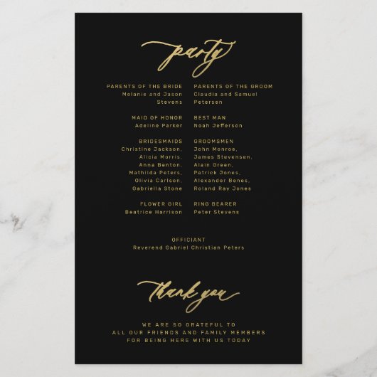 Budget einfaches Skript Gold schwarze Hochzeit Pro Flyer (Hinten)