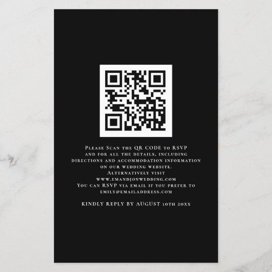 Budget Einfaches Skript QR Code Black Wedding Einl (Rückseite)