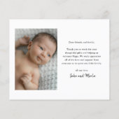 Budget Einführung Baby Foto Danke Karte (Rückseite)