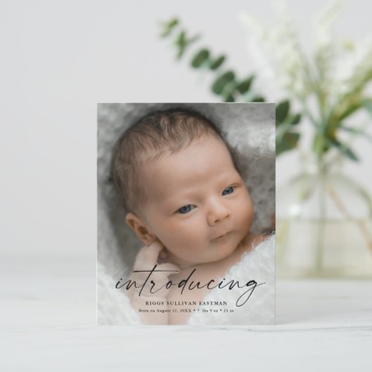 Budget Einführung Baby Foto Danke Karte (Stehend Vorderseite)