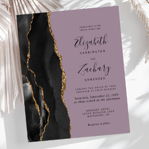 Budget-Einladung zur Hochzeit in Schwarz und Gold 