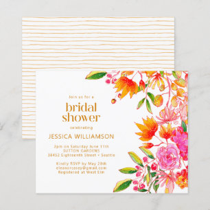 Budget-Einladung zur rosa-orangen Aquarell-Blumen-
