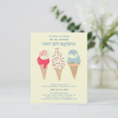 Budget Eiscreme Cone 19. Geburtstag Einladung (Stehend Vorderseite)