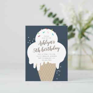 Budget-Eiscreme-Kindergeburtstags-Einladung Postkarte
