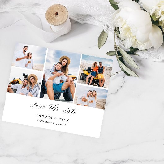 Budget Ele Chic 5 Multi-Foto Save the Date Flyer