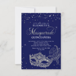 BUDGET EleganBlue Silver Masquerade Quinceañera Mitteilungskarte