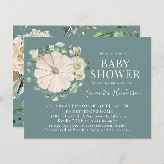 Budget Elegance Ivory Pumpkin Floral Baby Shower (Vorne/Hinten)