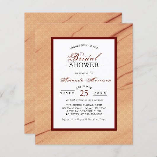 Budget Elegance Modernes Burgundy Silk Brautparty (Vorne/Hinten)