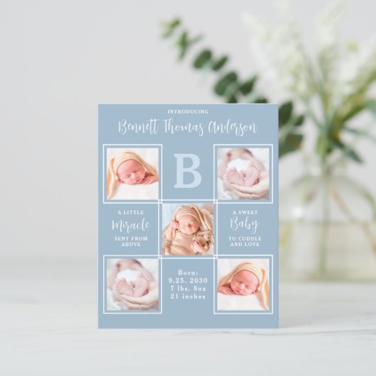 Budget Elegant 5 Foto Collage Baby Boy Vielen Dank (Stehend Vorderseite)