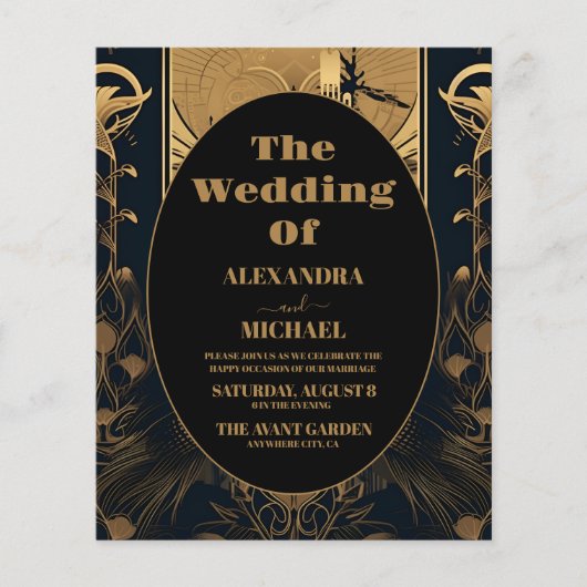 Budget Elegant Art Deco Peacocks Wedding (Vorderseite)