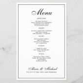 Budget elegant black and white wedding menu flyer (Vorne)