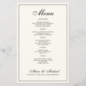 Budget elegant black cream ivory wedding menu flyer (Vorne)