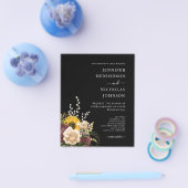 Budget Elegant Black Floral Wedding Einladung Flyer (Einzeln)