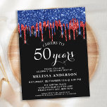 Budget Elegant Blue Silver Glitzer 50 Geburtstag<br><div class="desc">Laden Sie Freunde und Familie zu Ihrer Geburtstagsfeier mit diesen eleganten Tropfen in Blau, Silber und Schwarz ein. 50. Geburtstagsfeier und Party. Diese elegante Weihnachtseinladung enthält "Cheers to 50 Years", personalisieren Jahre für 30, 40, 60, 70, 80, 90 oder jedes Alter. Dieses blaue und schwarze Glitzer-Design eignet sich perfekt für...</div>