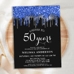 Budget Elegant Blue Silver Glitzer 50 Geburtstag<br><div class="desc">Laden Sie Freunde und Familie zu Ihrer Geburtstagsfeier mit diesen eleganten Tropfen in Blau, Silber und Schwarz ein. 50. Geburtstagsfeier und Party. Diese elegante Weihnachtseinladung enthält "Cheers to 50 Years", personalisieren Jahre für 30, 40, 60, 70, 80, 90 oder jedes Alter. Dieses blaue und schwarze Glitzer-Design eignet sich perfekt für...</div>