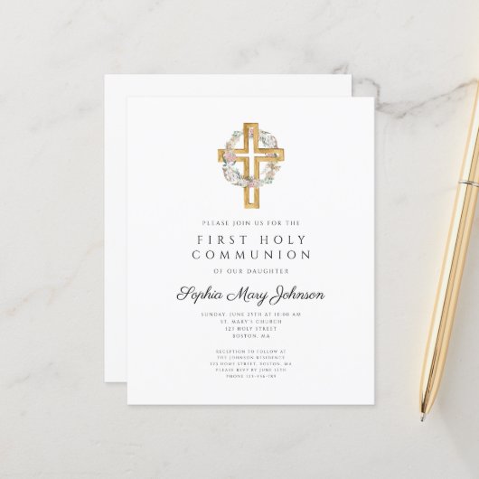 Budget Elegant Blumenkranz Erste Kommune (Vorderseite/Rückseite Beispiel)