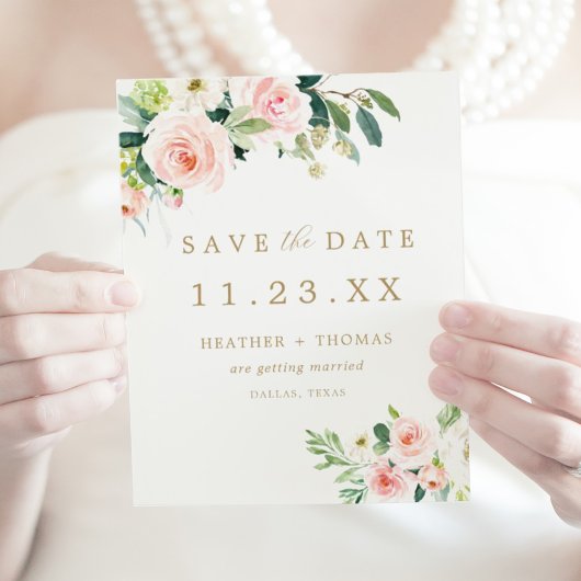 Budget Elegant Blush Bloral Save the Date