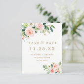 Budget Elegant Blush Bloral Save the Date (Stehend Vorderseite)