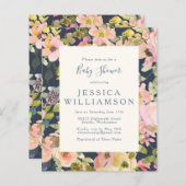 Budget Elegant Boho Floral Baby Dusche Einladung (Vorne/Hinten)