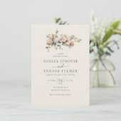Budget Elegant Boho Floral Botanical Wedding Einladung (Stehend Vorderseite)