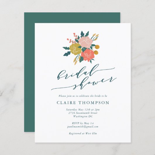 Budget Elegant Boho Floral Simple Brautparty (Vorne/Hinten)