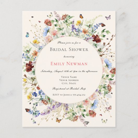 Budget Elegant Boho Wildblumen Brautparty (Vorderseite)