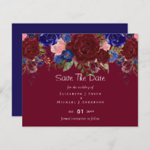Budget Elegant Burgundy Blue Floral Wedding