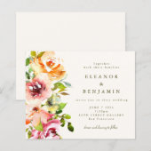 Budget Elegant Burgundy Floral Wedding Einladung (Vorne/Hinten)