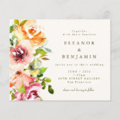 Budget Elegant Burgundy Floral Wedding Einladung (Vorderseite)