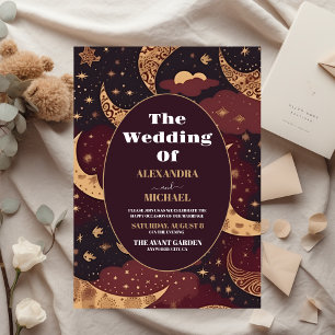 Budget Elegant Burgundy Gold Celestial Wedding