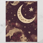 Budget Elegant Burgundy Gold Celestial Wedding Flyer (Hinten)