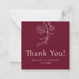 Budget Elegant Burgundy Wedding Thank You Mitteilungskarte