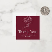 Budget Elegant Burgundy Wedding Thank You Mitteilungskarte (Vorderseite/Rückseite Beispiel)