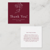 Budget Elegant Burgundy Wedding Thank You Mitteilungskarte (Vorne/Hinten)