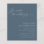 Budget Elegant Dark Blue Script Einladung Hochzeit (Vorderseite)