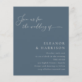 Budget Elegant Dark Blue Script Einladung Hochzeit