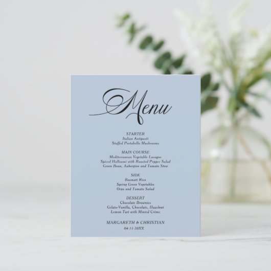 Budget Elegant Dusty Blue Minimalistisch Wedding M (Stehend Vorderseite)