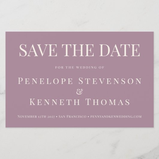 Budget Elegant Dusty Save the Date Lila (Vorderseite)