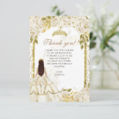 Budget Elegant Elfenbeinflora Foto Quinceañera Dankeskarte (Stehend Vorderseite)