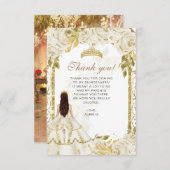 Budget Elegant Elfenbeinflora Foto Quinceañera Dankeskarte (Vorne/Hinten)