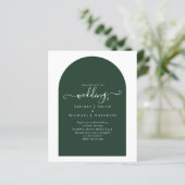 BUDGET Elegant Emerald Green Typografy Wedding (Stehend Vorderseite)