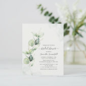 Budget Elegant Eucalyptus Bridal Dusche Einladung (Stehend Vorderseite)
