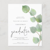 Budget Elegant Eucalyptus Foto Grad Einladung (Vorderseite)
