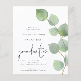 Budget Elegant Eucalyptus Foto Grad Einladung