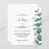 Budget Elegant Eucalyptus Wedding Einladung (Vorne/Hinten)