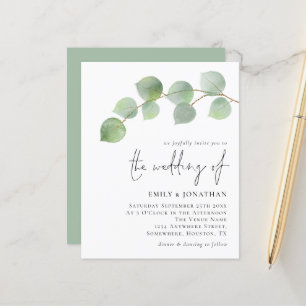 Budget Elegant Eucalyptus Wedding Einladung