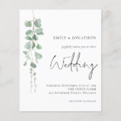Budget Elegant Eucalyptus Wedding Einladung (Vorderseite)