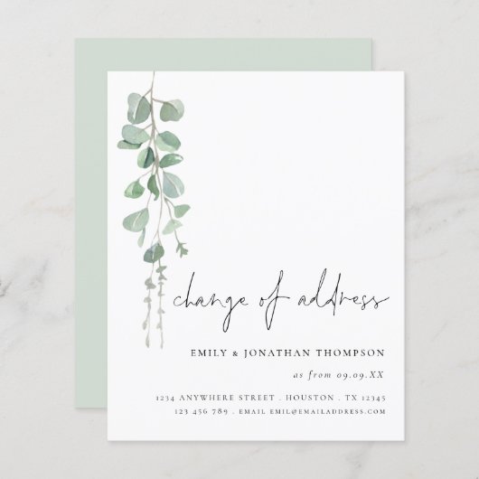 Budget Elegant Eukalyptus Script Änderung der Adre (Vorne/Hinten)